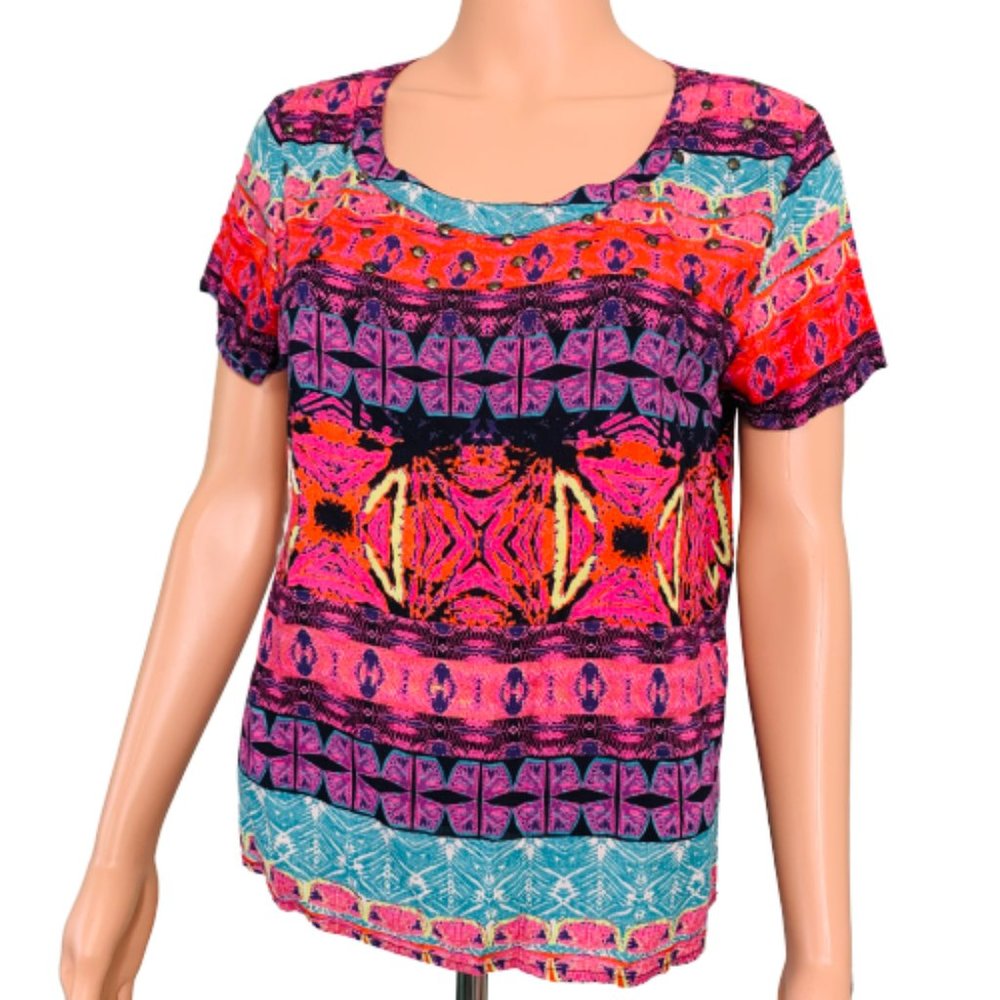 Staring At Stars Short Sleeve Southwestern Top